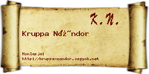 Kruppa Nándor névjegykártya